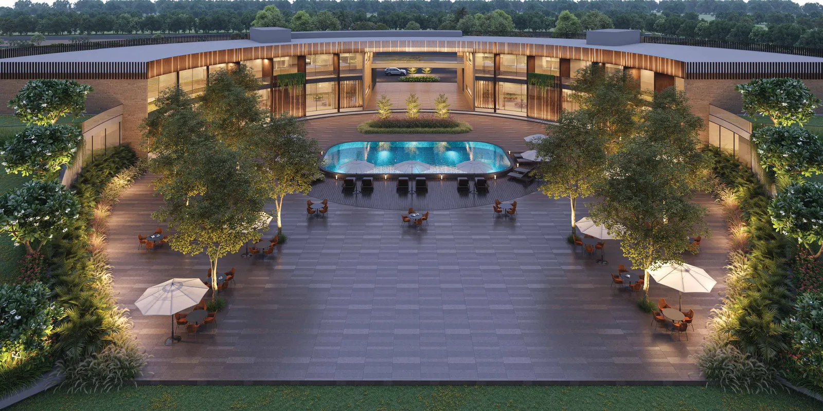 Uplands 3.0: Clubhouse at night